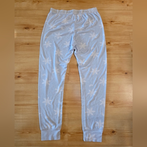 PINK Victoria's Secret Pajama Bottoms - Light Blue Snowflake - Picture 8 of 12